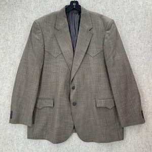 Circle S Grey Western Yoke Blazer Jacket Mens 48R Sport Coat
